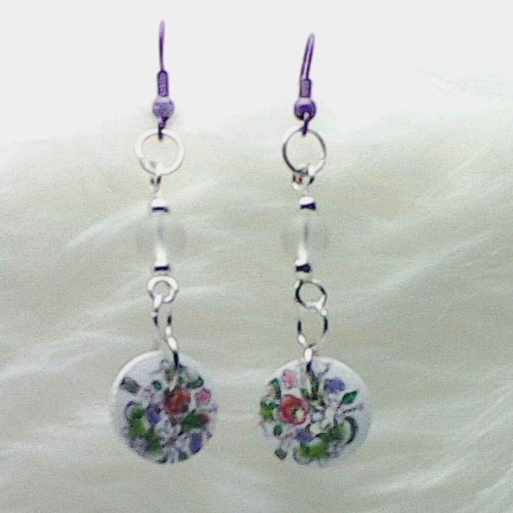 No. 105 Pretty handmade earrings with half-inch diameter buttons